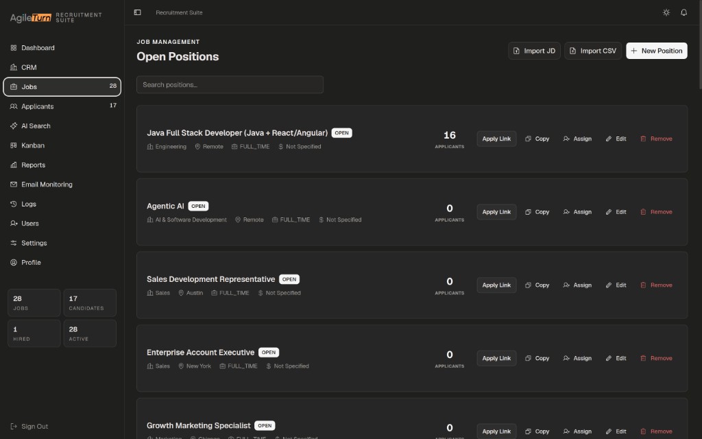 Agile Turn Recruitment Suite frame 1 — Salil Lakra